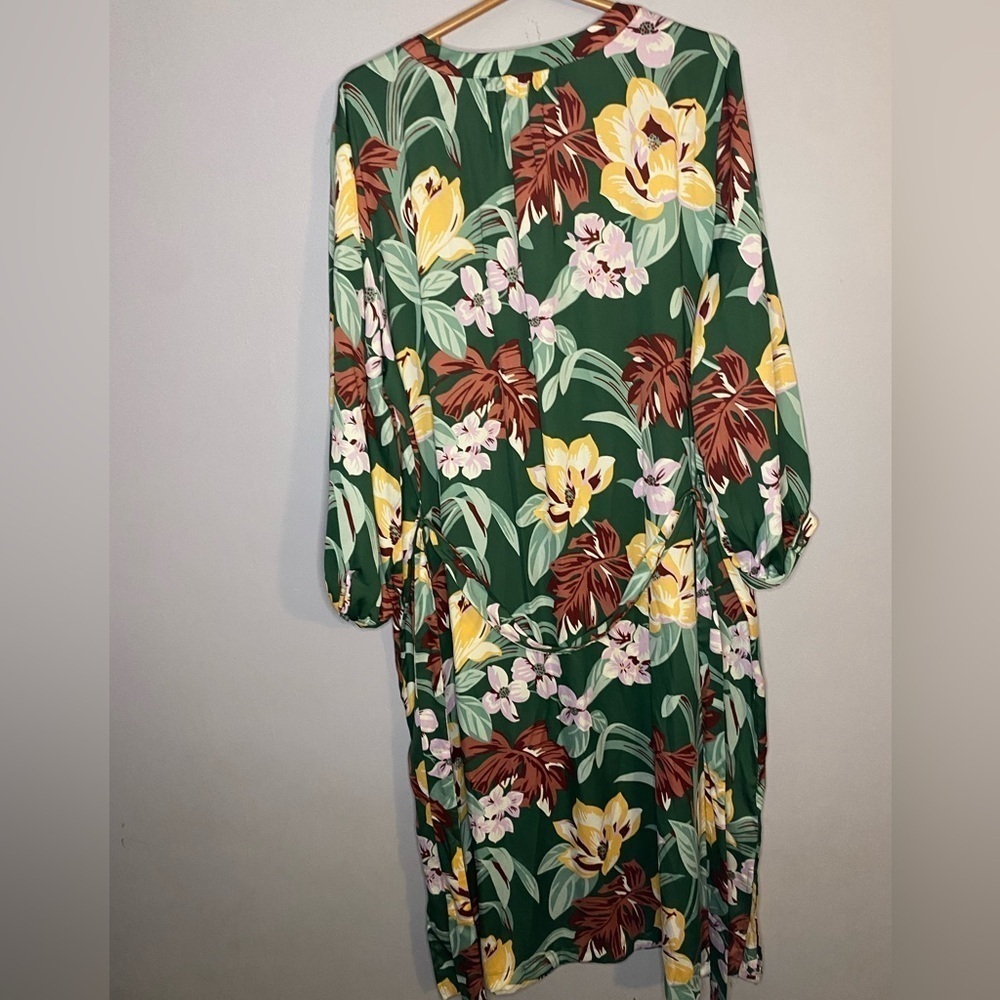 Loft Fit & Flare Dress Women Plus Size Multi Floral V Neck Button Drawstring XXL - Picture 9 of 15